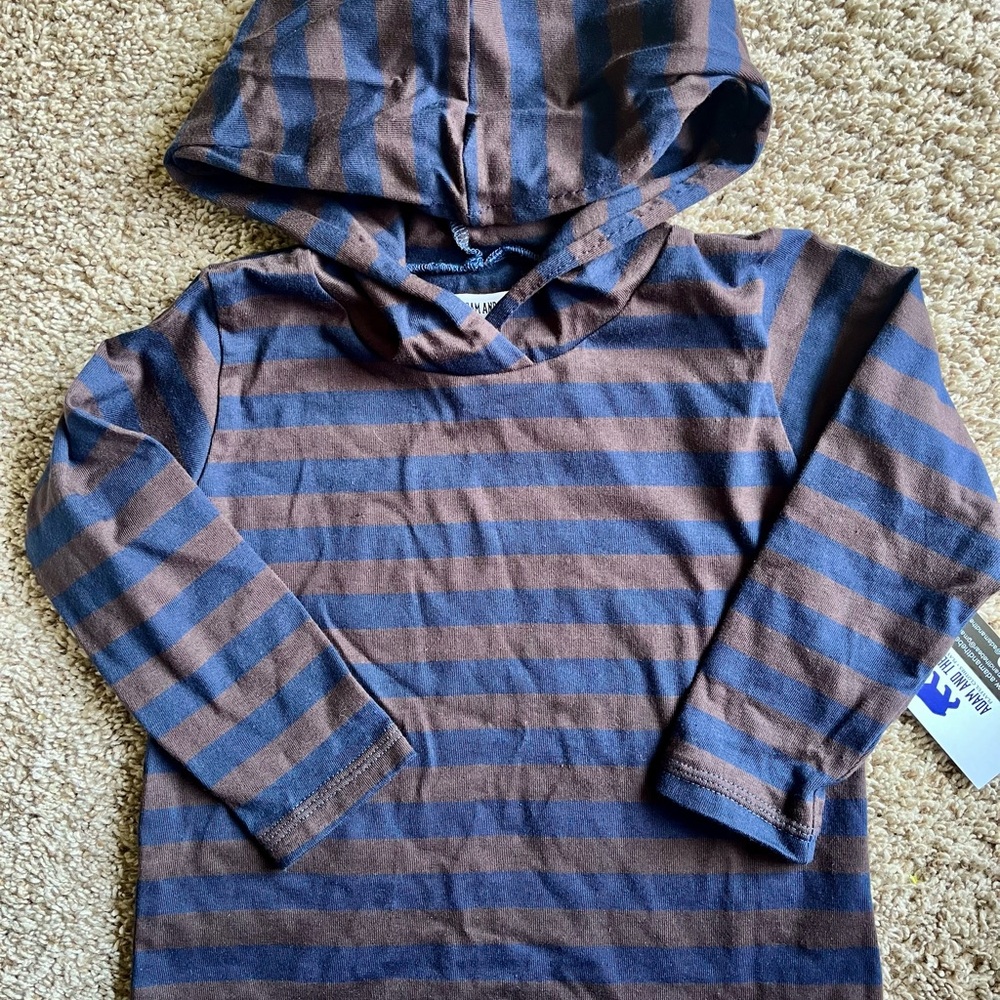 Kids Striped Brown and Blue Hoodie/ XS (3/4)